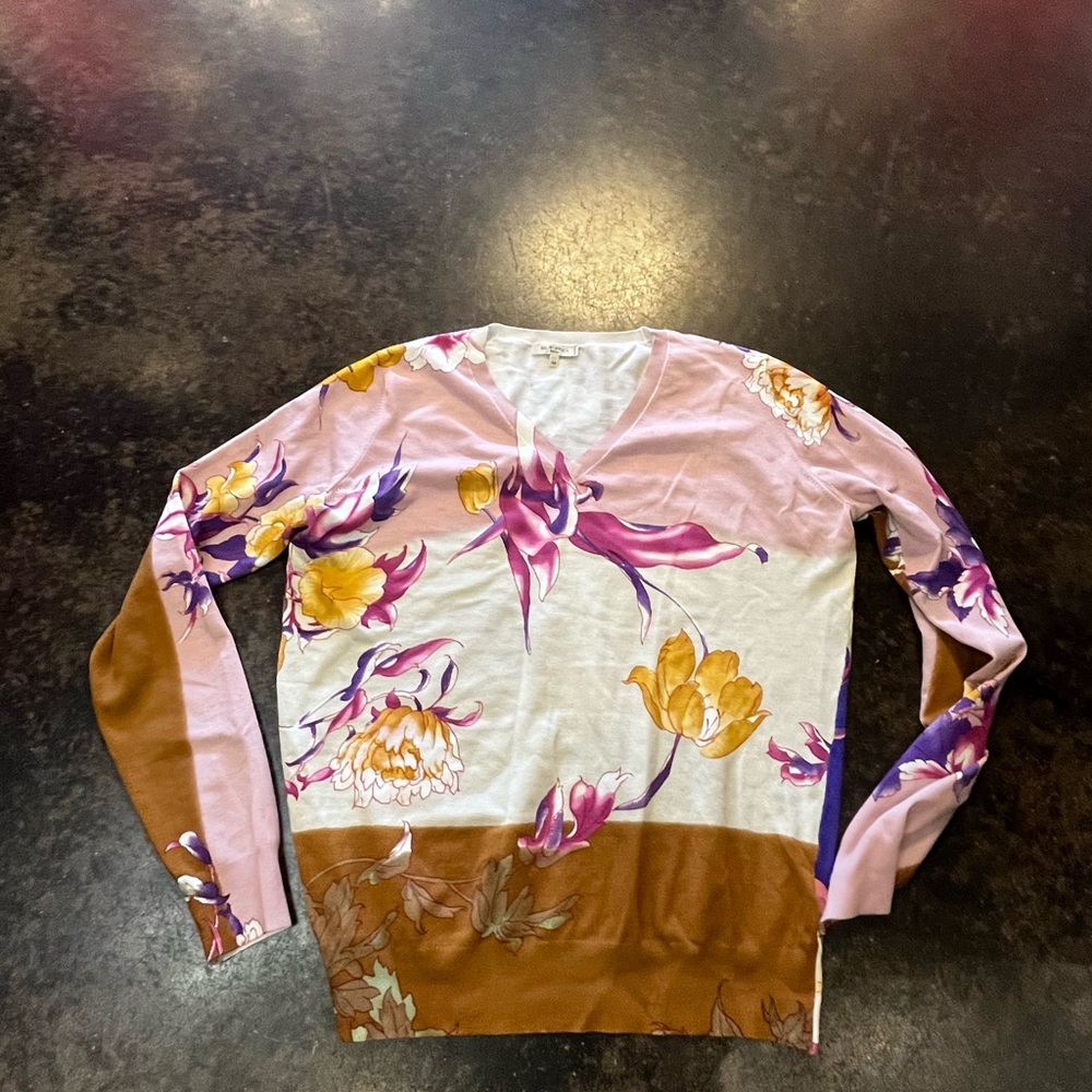 Etro multiple pattern silk v neck 44